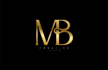 Aufkleber - Simple letter MB monogram stylish type gold design logo