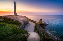 View Of Pointe Du Hoc Against Sky During Sunset