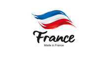 Made In France Handwritten Flag Ribbon Typography Lettering Logo Label Banner