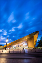 Exterior View Of Rotterdam Centraal Station At Night