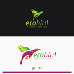 Wall Mural - Creative modern Abstract leaf bird logo,  eco bird logo, , Colorful bird logo design template