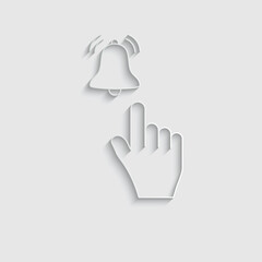 Poster - paper hand vector icon with bell icon subscribe icon