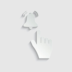 Poster - paper hand vector icon with bell icon subscribe icon