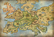 © Domingo - Old vintage map of a peninsula with handmade drawings for treasure games and fantasy stories with land and sea