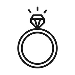 Sticker - wedding ring with diamond jewelry pictogram line style