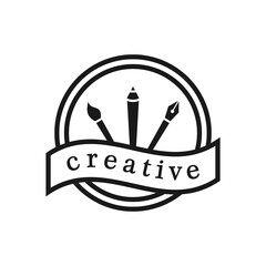 Canvas Print - Painting tools logo design vector