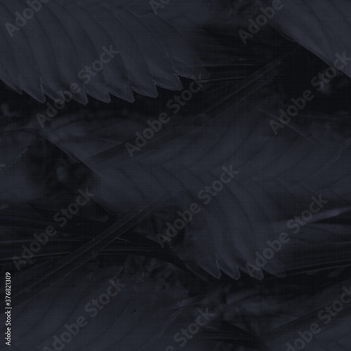 Fotomural Dark moody almost black leaf seamless pattern