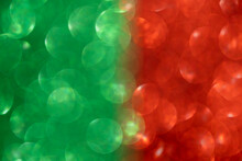 Abstract Festive Background. Beautiful Double Green Red Abstract Glitter. Defocused Background. Copy Space.