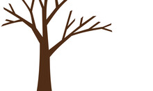 Simple Brown Leafless Geometric Tree Silhouette, Vector Illustration
