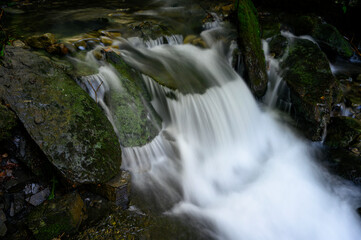 Wall Mural - Larger waterfall on the river in the forest.