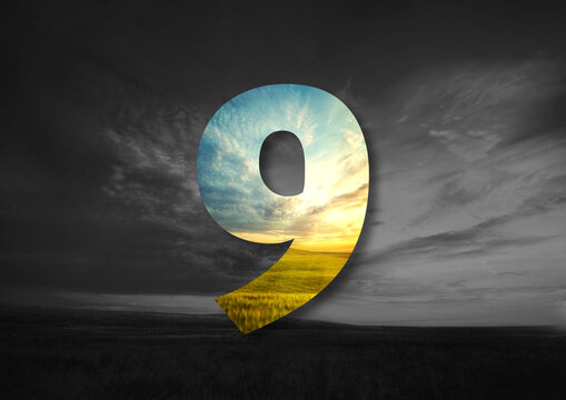 Nature alphabetic letters, Number 9, nature landscape, a to z, number 1 to 10