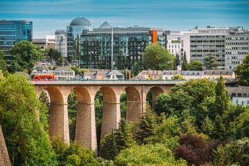 Old Bridge, Passerelle Bridge Or Luxembourg Viaduct In Luxembourg.