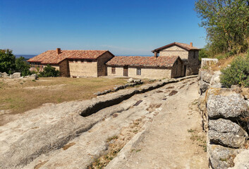 An ancient building in the cave city of Chufut-Kale. Bakhchisaray, Crimea.