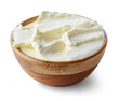 cream cheese in wooden bowl