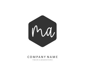 Wall Mural - M A MA Initial letter handwriting and signature logo. A concept handwriting initial logo with template element.