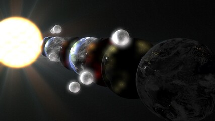 Wall Mural - Parallel universe multiple earth illustration realistic 3D rendering and 3d illustration