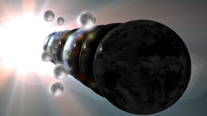 Wall Mural - Parallel universe multiple earth illustration realistic 3D rendering and 3d illustration