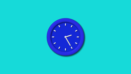 New blue color 3d wall clock icon on cyan background,3d clock icon