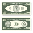 US fictitious green paper money in denominations of 500 dollars