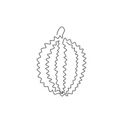 Wall Mural - One continuous line drawing whole healthy organic durian for orchard logo identity. Fresh exotic thai fruitage concept for fruit garden icon. Modern single line draw design graphic vector illustration