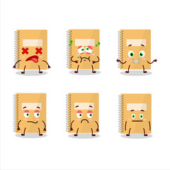 Sticker - Brown spiral notebooks cartoon character with nope expression