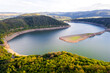 the edersee lake in germany with its nature from above