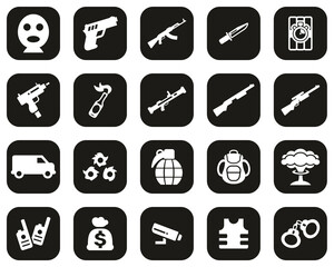 Sticker - Terrorist Or Assassin Icons White On Black Flat Design Set Big