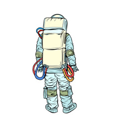 Wall Mural - astronaut stands with his back