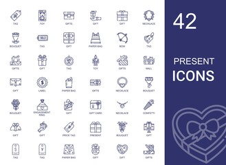 Poster - present icons set