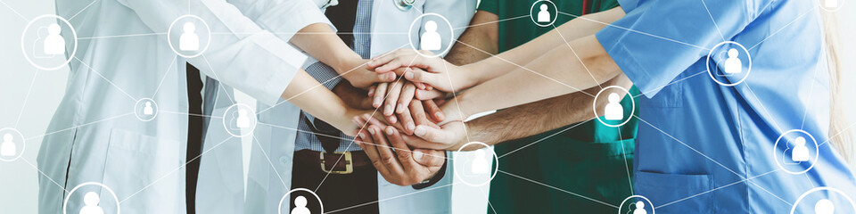 Group of doctor with medical network team graphic