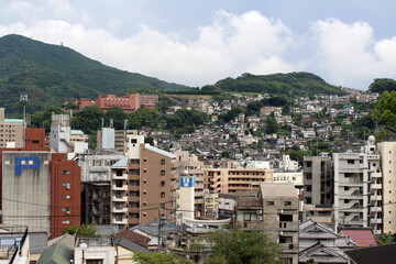 View of Nagasaki city as seen from the gate of Suwa Shrine