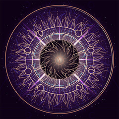 Wall Mural - vector illustration of sacred geometry symbol on abstract background.