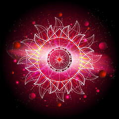 Wall Mural - vector illustration of sacred geometric symbol against the space background.