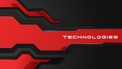Aufkleber - Creative contrast abstract background in red and black colors with technologies lettering
