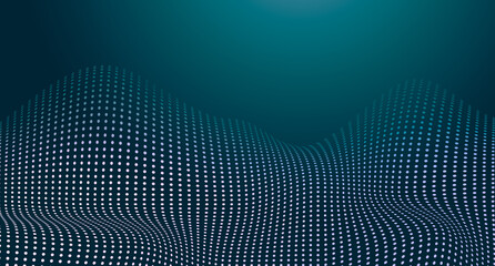 Poster - Technology concept. Abstract background with digital wave of glowing particles, creative illustration,