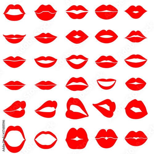 Fotomural Woman's lip gestures icon vector set