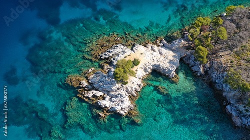 Fotomural Aerial drone photo of famous from Mamma Mia movie Three pine cape Amarantos a tr