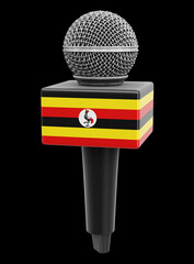 Poster - Microphone and Uganda flag. Image with clipping path