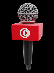 Poster - Microphone and Tunisian flag. Image with clipping path