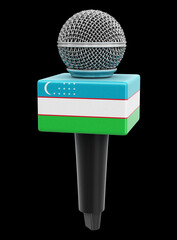 Poster - Microphone and Uzbek flag. Image with clipping path