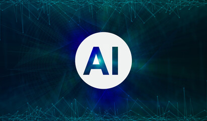 Poster - Artificial Intelligence. AI Logo Over Polygonal Connections Background, Creative Design