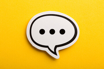 Wall Mural - Chat Speech Bubble Isolated On Yellow Background
