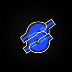 Leinwandbilder - Abstract blue character from a font set with white stokes, vector illustration