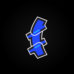 Leinwandbilder - Abstract blue character from a font set with white stokes, vector illustration