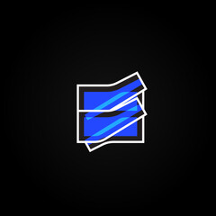 Leinwandbilder - Abstract blue character from a font set with white stokes, vector illustration