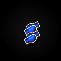 Leinwandbilder - Abstract blue character from a font set with white stokes, vector illustration