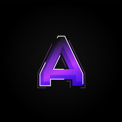 Leinwandbilder - Futuristic purple/blue character from a fontset with dashed strokes and blending effects, vector illustration