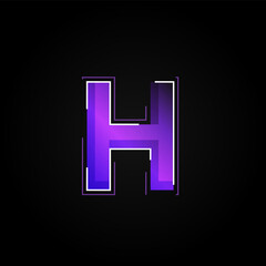 Leinwandbilder - Futuristic purple/blue character from a fontset with dashed strokes and blending effects, vector illustration