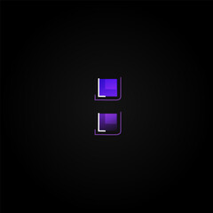 Leinwandbilder - Futuristic purple/blue character from a fontset with dashed strokes and blending effects, vector illustration