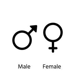  Male and female gender symbols. Vector. Orientation signs. Set outline black icons isolated on white background. Simple illustration. Sexual concept.
